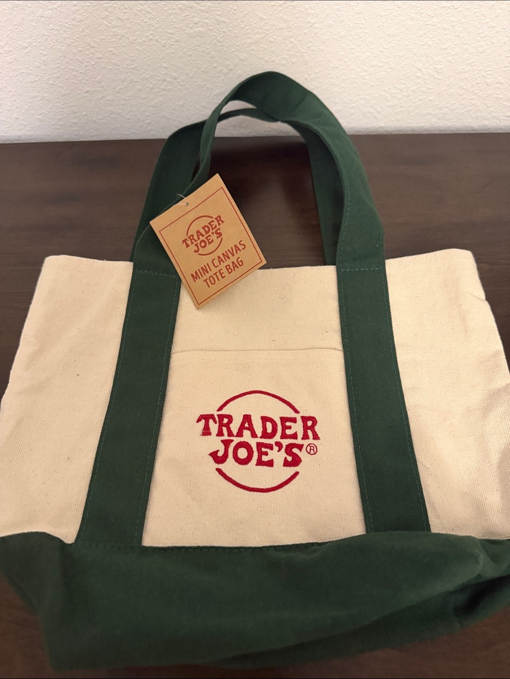 Green & Cream Canvas Mini Tote Bag
